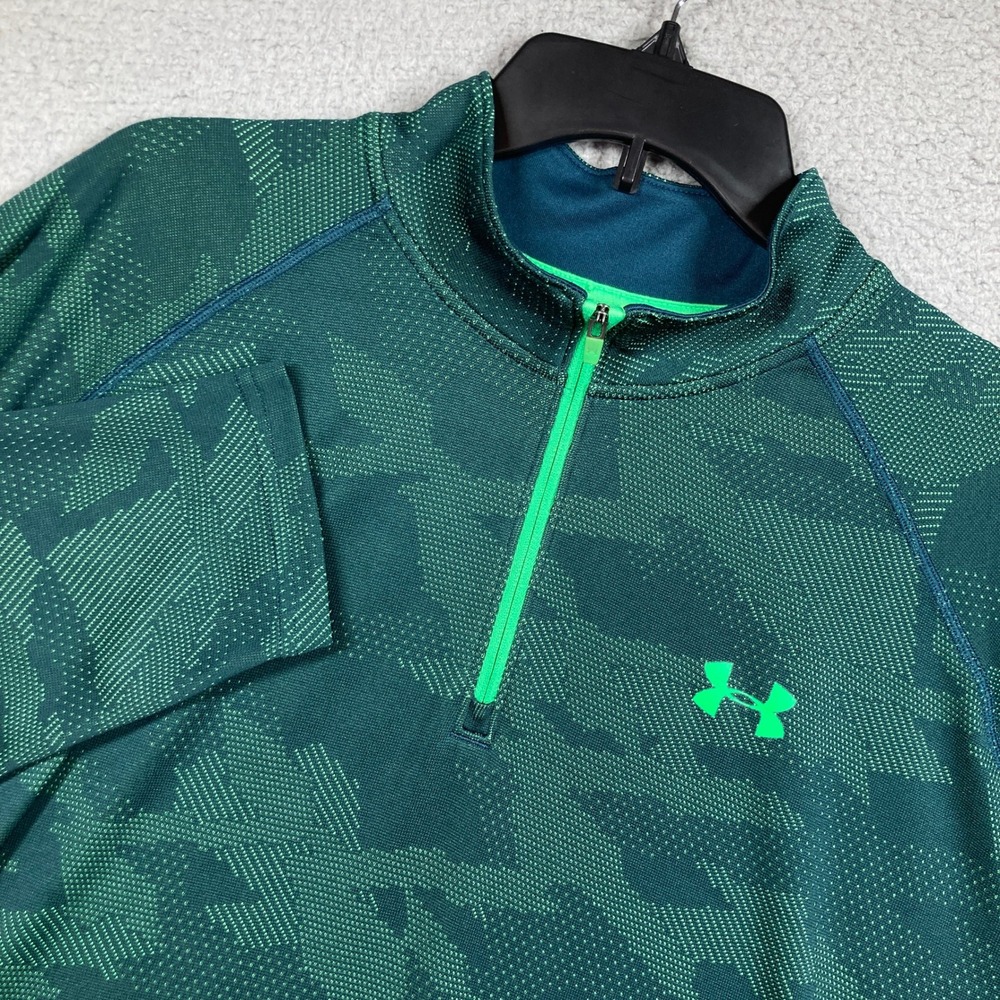 Under Armour HeatGear 1/4 Zip Pullover Mens 2XL Green Camo 1285095 Long Sleeve